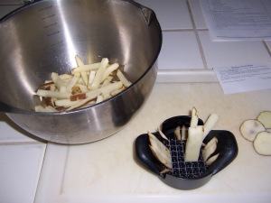 French Fry Cutter in action